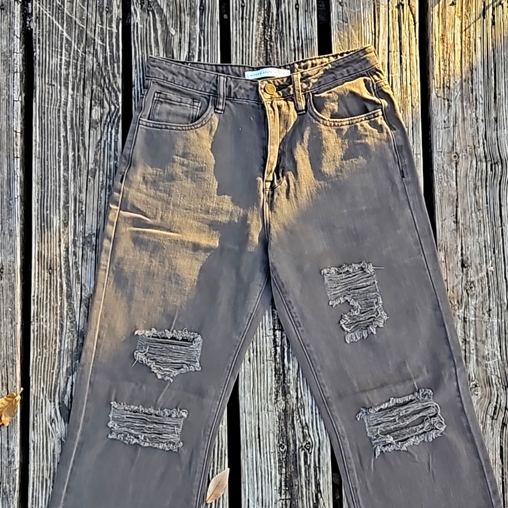 Brown straight leg long jeans